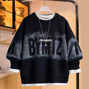 小胖墩胖男童卫衣春秋新款加肥加大码儿童纯棉长袖运动装圆领上衣