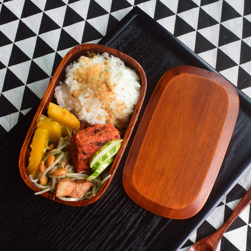 实木饭盒便当盒日式可爱盒子安全环保 出口寿司盒简餐卫生餐盒韩