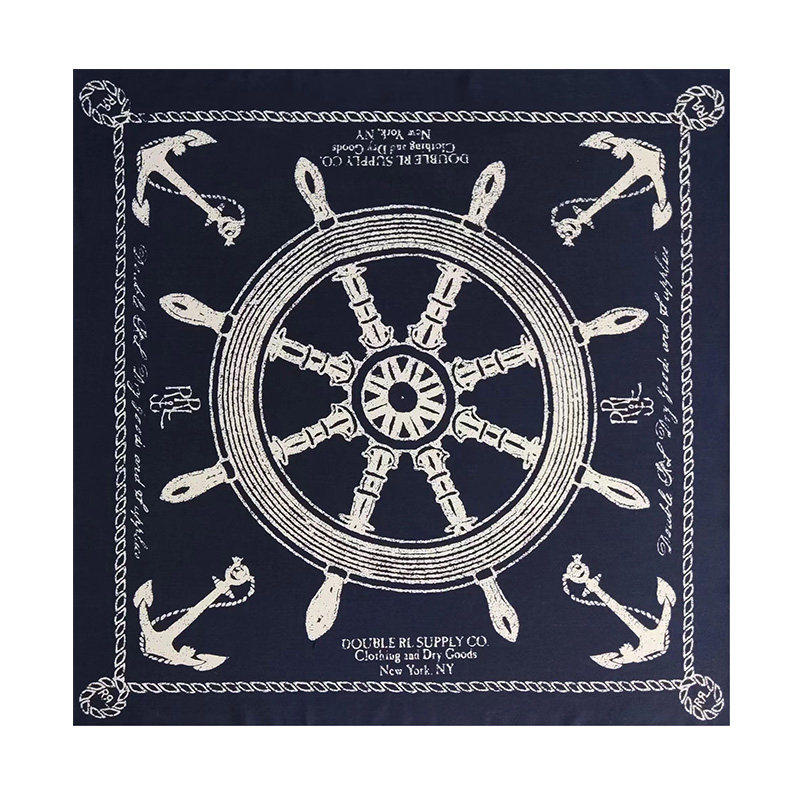 thumbnail for BANDANA Japanese Ami Ka Indigo Cotton Printed Square Scarf Vintage Bandana Motorcycle Scarf Shade Face Scarf