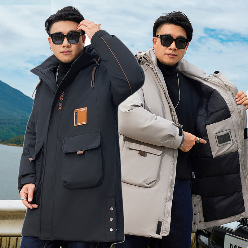 380斤显瘦新款冬季特大码羽绒棉服男中长款宽松加肥加大加厚棉衣