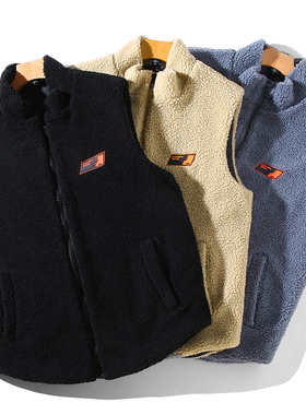 380斤大码羊羔毛马甲男时尚加绒背心加肥加大棉马夹抓绒坎肩外穿