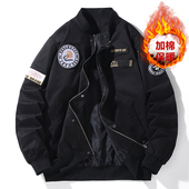 300斤春秋棉衣潮流棒球服男加肥加大薄棉服夹克宽松大码 加棉外套