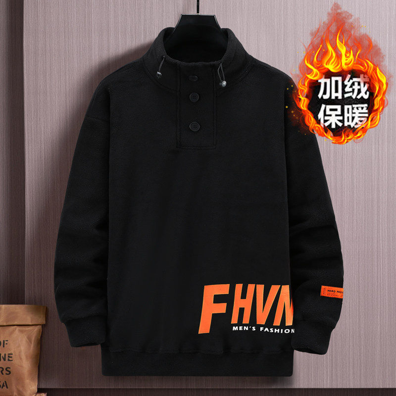 秋冬加绒宽松大码加绒卫衣