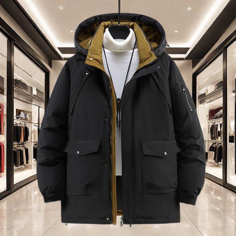 300斤帽可拆大码羽绒棉服男新款加肥加大棉衣胖子中长款加厚外套