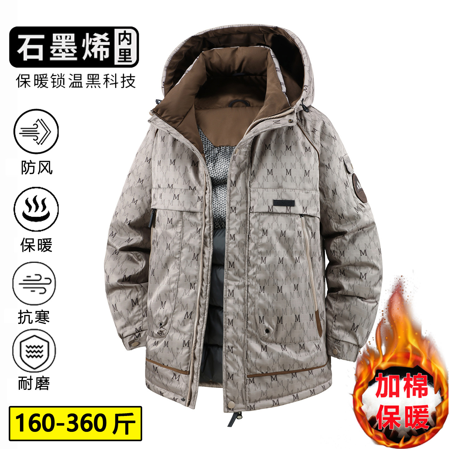 350斤大码中长款羽绒棉服男冬季新款潮东北加厚棉袄加肥加大棉衣