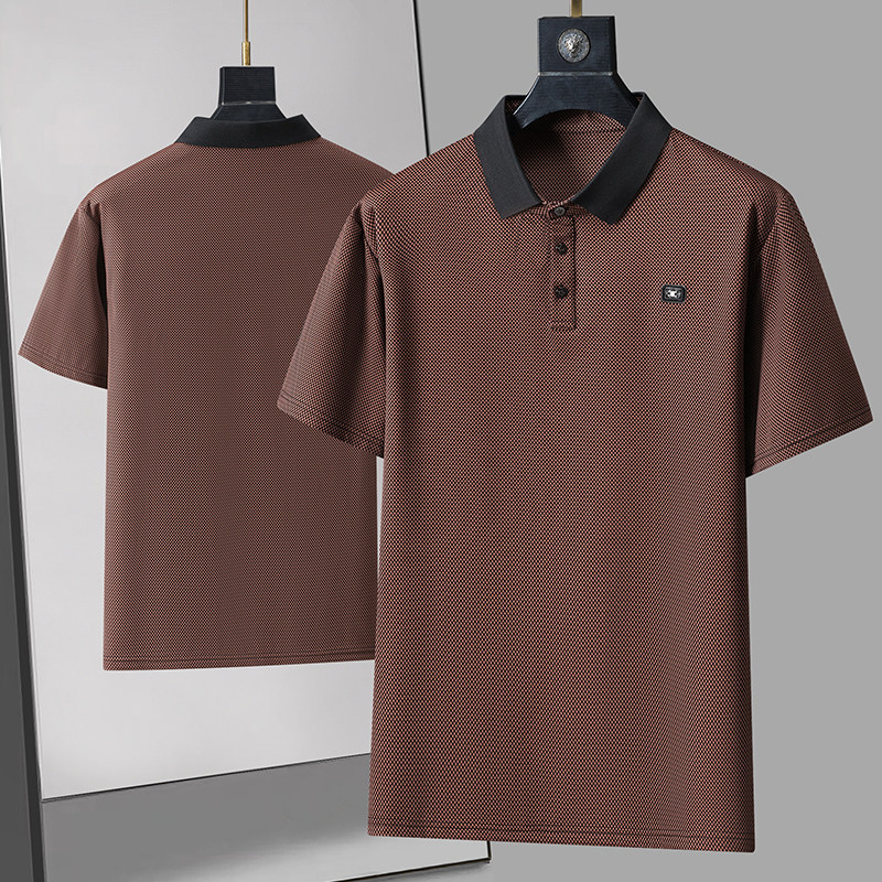 新款高档冰丝短袖T恤男宽松商务休闲翻领POLO衫加肥加大上衣380斤