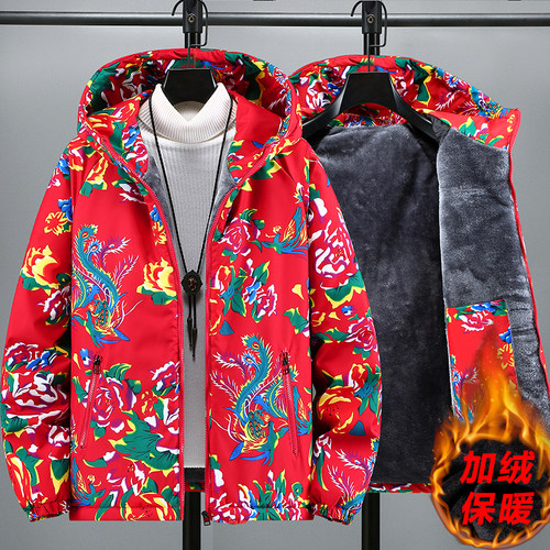 大码冬季宽松加绒棉服男女情侣