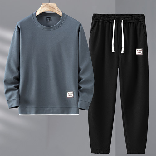 300斤胖哥大码假两件卫衣套装