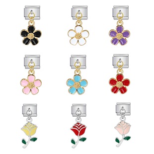 意大利魅力模块手链花朵吊坠不锈钢表带链闺蜜礼物 Italian charm