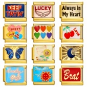 意大利模块手链DIY不锈钢金色焊接滴油图案弹力拼接表带配饰礼物