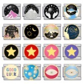 不锈钢DIY意大利模块手链圆形星空图案拼接弹力表带情侣闺蜜礼物