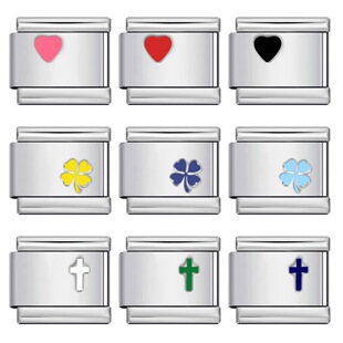 不锈钢冲压图案彩色滴油DIY意大利模块手链表带礼物Italian charm