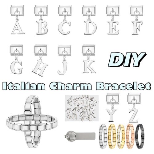 模块手链字母吊坠挂件diy拼接表带礼物Italian Charms Bracelet