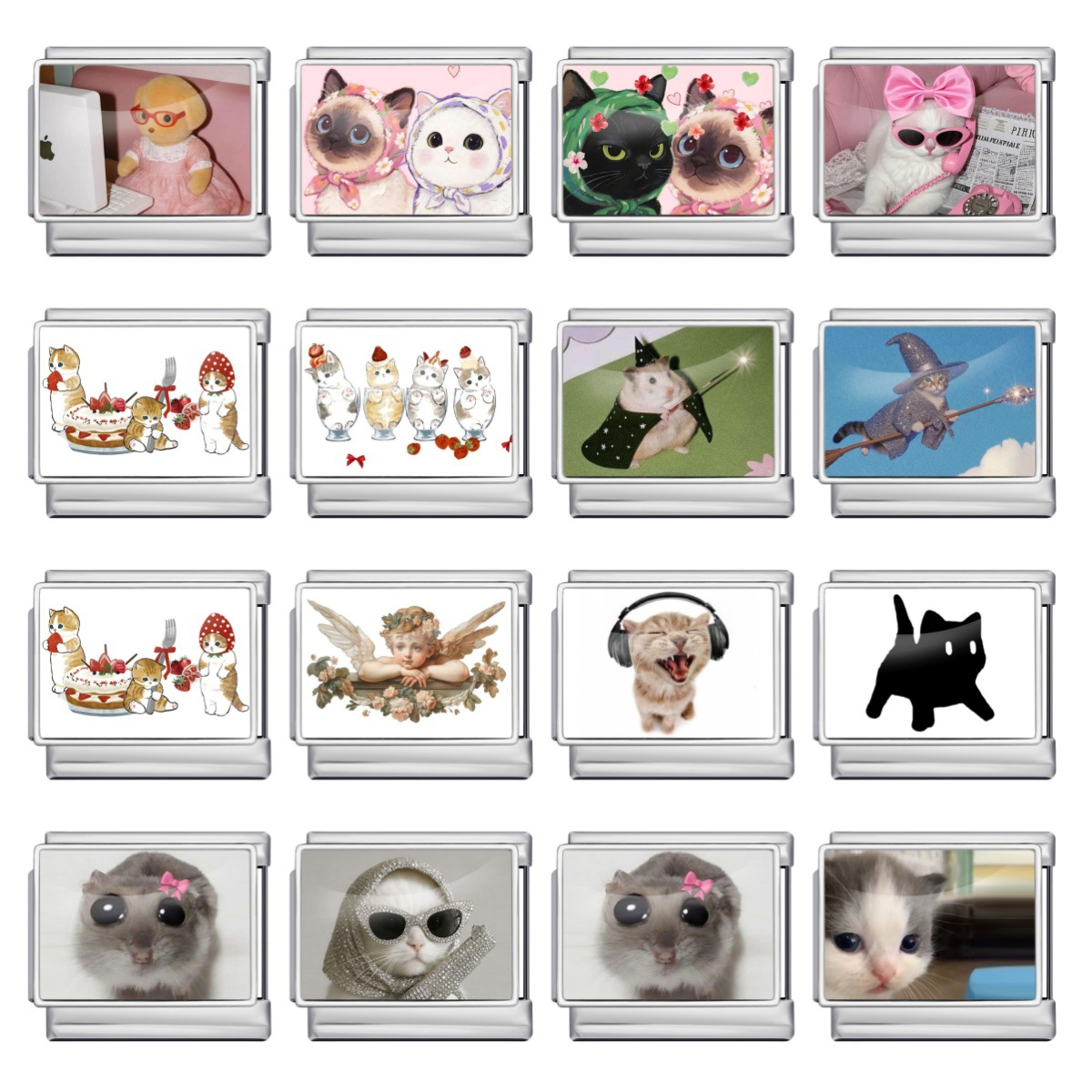 可爱猫咪系列意大利模块手链不锈钢DIY组合模块表带情侣闺蜜礼物