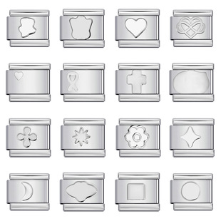 凹面银色不锈钢冲压图案DIY意大利模块手链表带礼物Italian charm