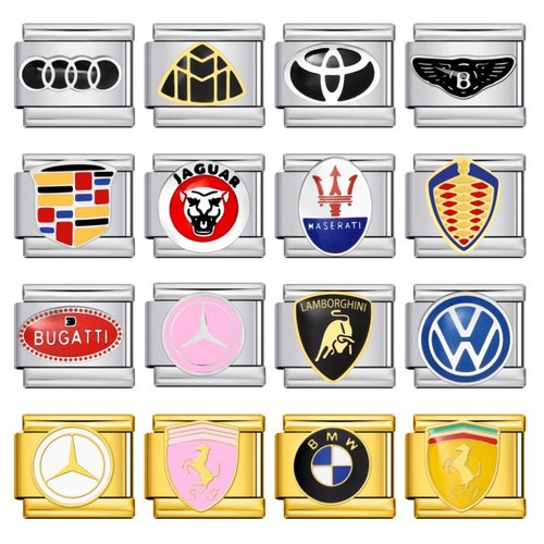 意大利模块手链汽车标志系列不锈钢焊接滴油DIY弹力表带情侣礼物