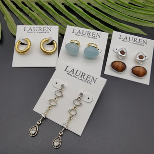 外贸饰品A9新款 质感异形不规则镶嵌宝石镀真金街拍小众耳钉耳环