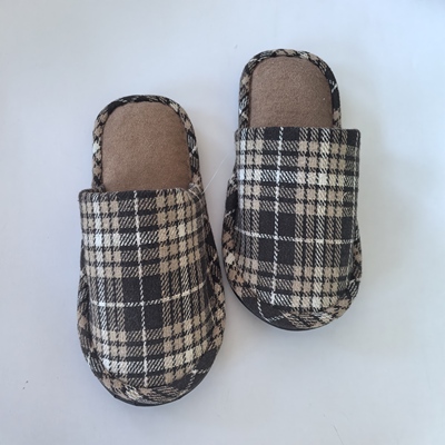 外贸出口日本日式室内居家拖鞋静音不伤地板拖鞋轻便格子拖鞋