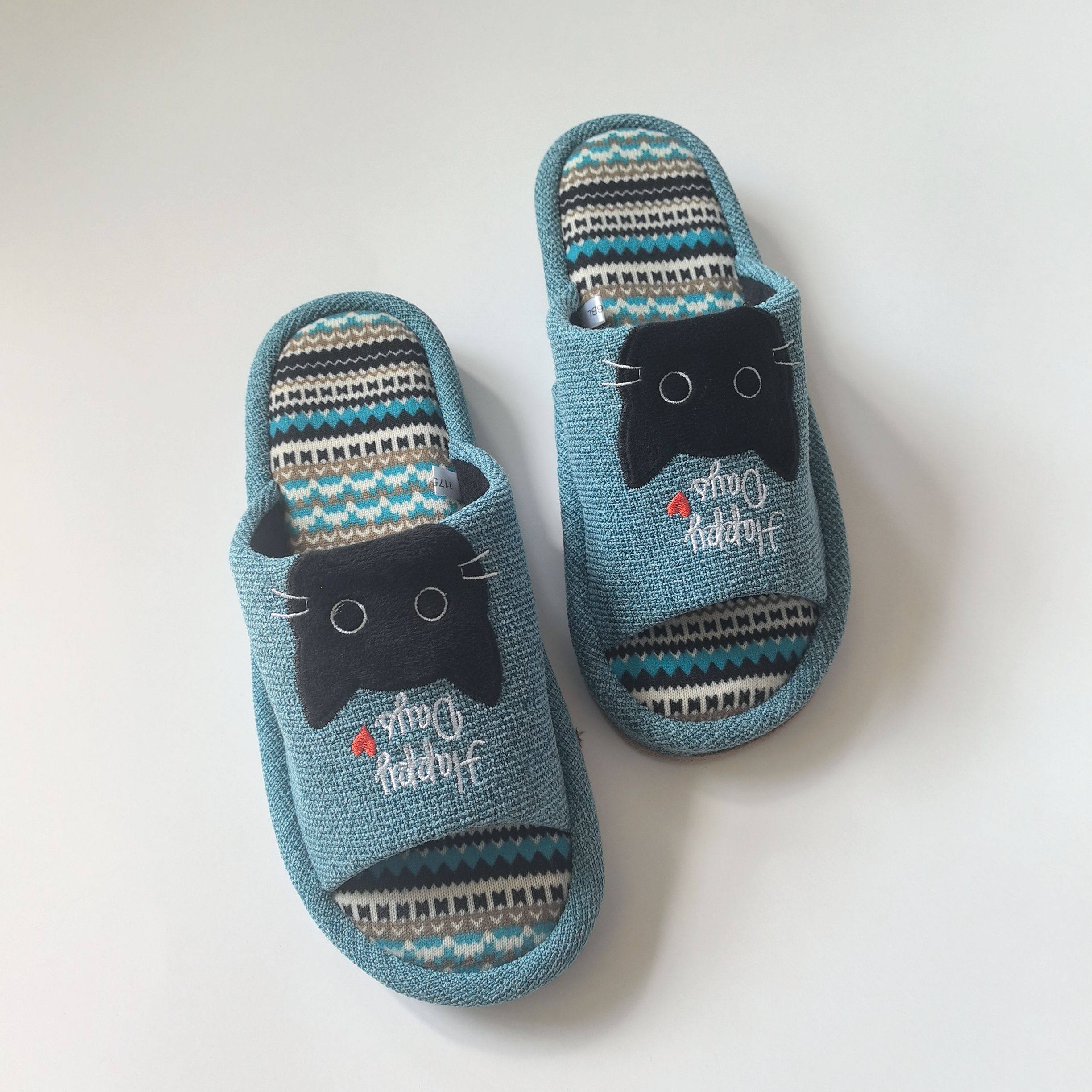 外贸出口日本日式室内居家拖鞋静音不伤地板可爱猫咪卡通轻便拖鞋