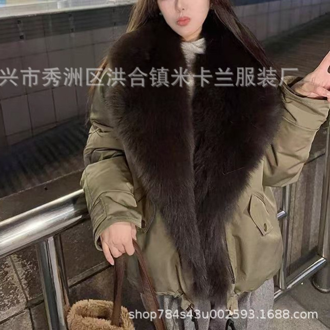 95白鸭绒大毛领真狐狸毛2025新款冬装高货派克服女羽绒服皮草