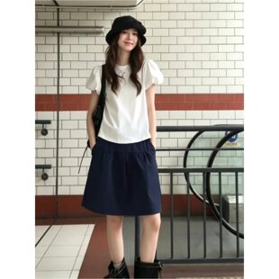 藏青色半身裙女2026新款古早日杂裙子日系穿搭初夏独特漂亮小裙子
