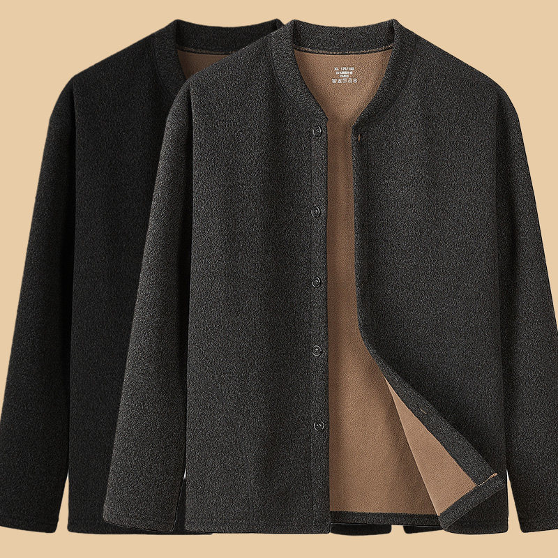 노인 할아버지 더블 브레스트 대형 방한 싱글 탑 겨울을위한 벨벳으로 두꺼운 중년 및 노인 남성 보온 속옷 가디건