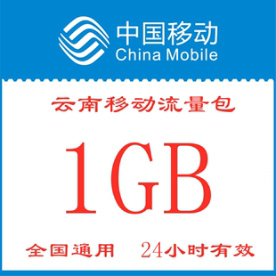 云南移动流量充值 24小时有效ZX 日包全国流量叠加包 1GB