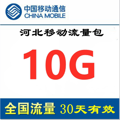 河北移动流量充值10GB 全国通用流量包10g  4G5G手机流量30天有效