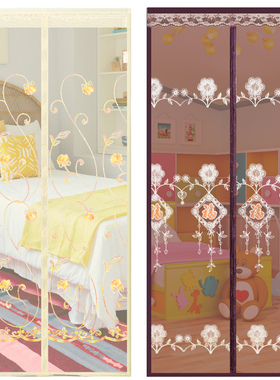 宝宝房间专用磁吸防蚊门帘刺绣软纱门夏季卧室物理隔离防蝇隔断帘