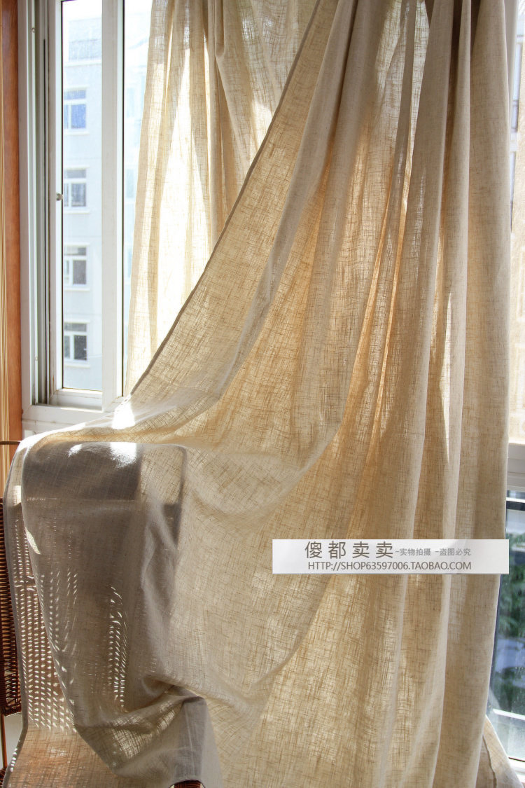 外贸亚麻窗帘定制成品特惠价遮光落地卧室阳台简约现代单层挂钩窗