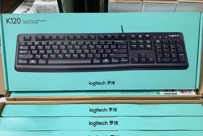 罗技K120有线键盘外接usb笔记本电脑台式机家用静音防水舒适耐用