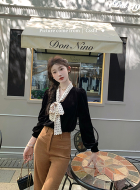 迟伞伞 复古名伶 1990s vintage感灯芯绒微喇长裤高腰裤女