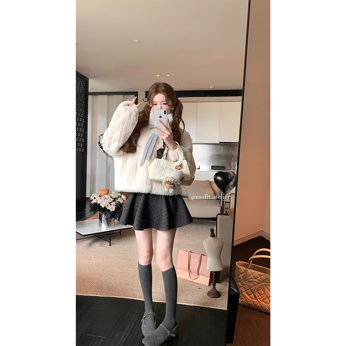 迟伞伞环保皮草毛毛外套