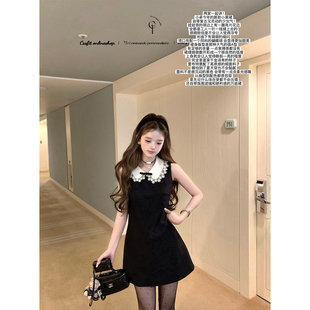 a蕾丝领无袖 迟伞伞25 节日氛围Jor 爱德洛物语 小黑裙气质短裙