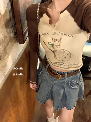 lostkitten撞色猫咪长袖tee