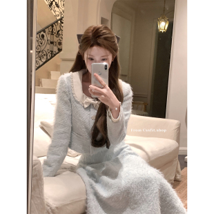 女 蕾丝花边领小香风短外套长裙短裙气质套装 迟伞伞 京都大小姐