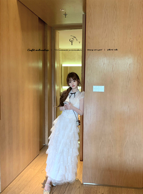 迟伞伞25/ss  中古情书 赵露思同款 jor*a蕾丝衬衫蛋糕长裙套装女