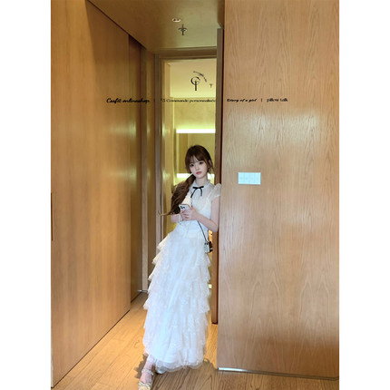 迟伞伞25/ss  中古情书 赵露思同款 jor*a蕾丝衬衫蛋糕长裙套装女