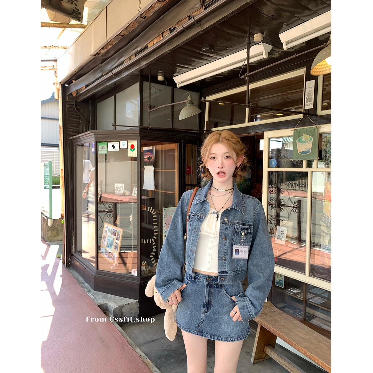 牛仔套装迟伞伞2024年秋季