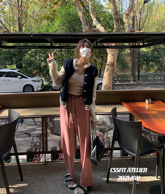 迟伞伞 我天天穿 special的面料粉色运动抽绳西裤