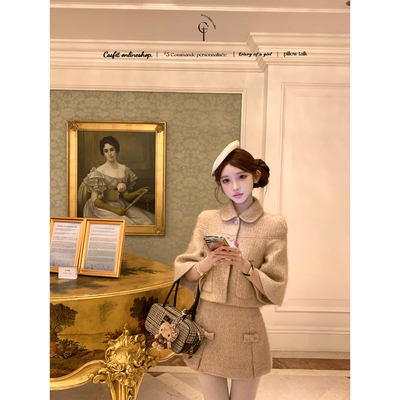 迟伞伞小香斗篷+半裙/连衣裙套装