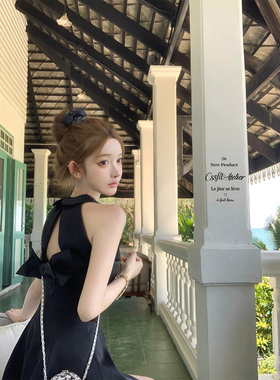迟伞伞26/ss 素白doll 缎面彼得潘领镂空蝴蝶结连衣裙短裙 两色入