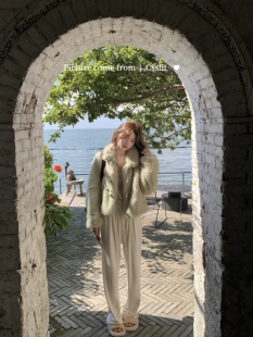 女休闲长裤 软糯糯300g加厚德绒奶白懒人运动拖地裤 万搭款 迟伞伞