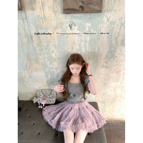 迟伞伞立体蝴蝶结纯棉短袖tee