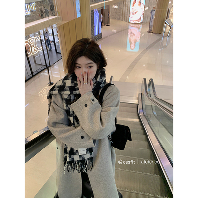 人字纹双面呢手工羊毛大衣