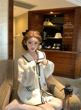 迟伞伞25/fw 灯塔回声 fp海军风oversized系带翻领针织羊毛开衫