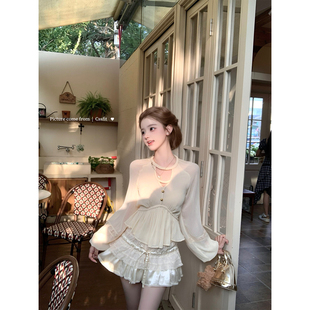 长裙气质套装 迟伞伞25 isabel编织希腊少女麻花衬衫 爱琴海纱