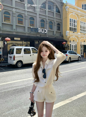 迟伞伞26/ss少即是多 RL天丝莱赛尔长期主义蝴蝶结衬衫白短裤套装