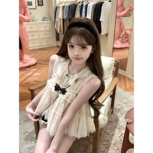 迟伞伞26/ss 松松芙蕾 jor*波点吊带甜美蛋糕蝴蝶结假两件上衣
