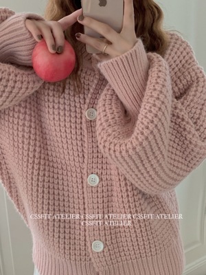 华夫格设计感小众可爱风针织外套